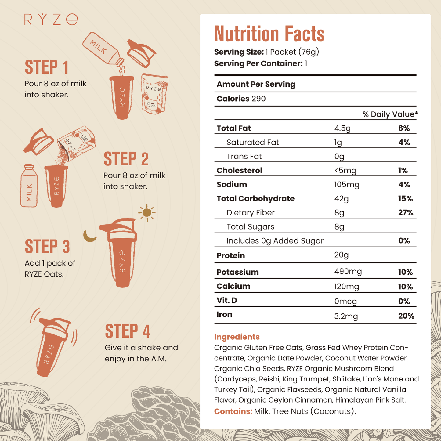 Mushroom Overnight Oats Pack (28 Servings) - 5S04