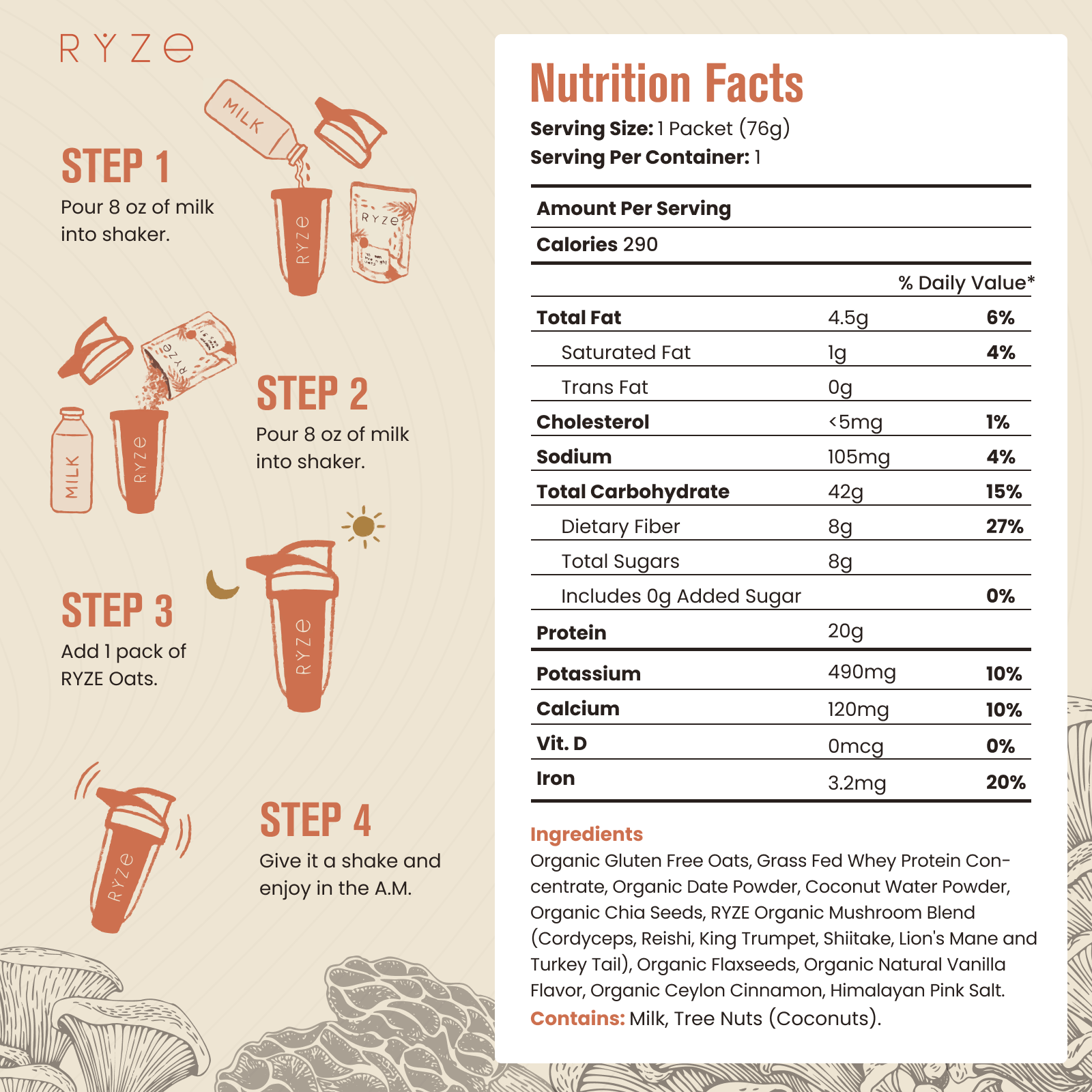 Mushroom Overnight Oats Pack (28 Servings) - 5S04