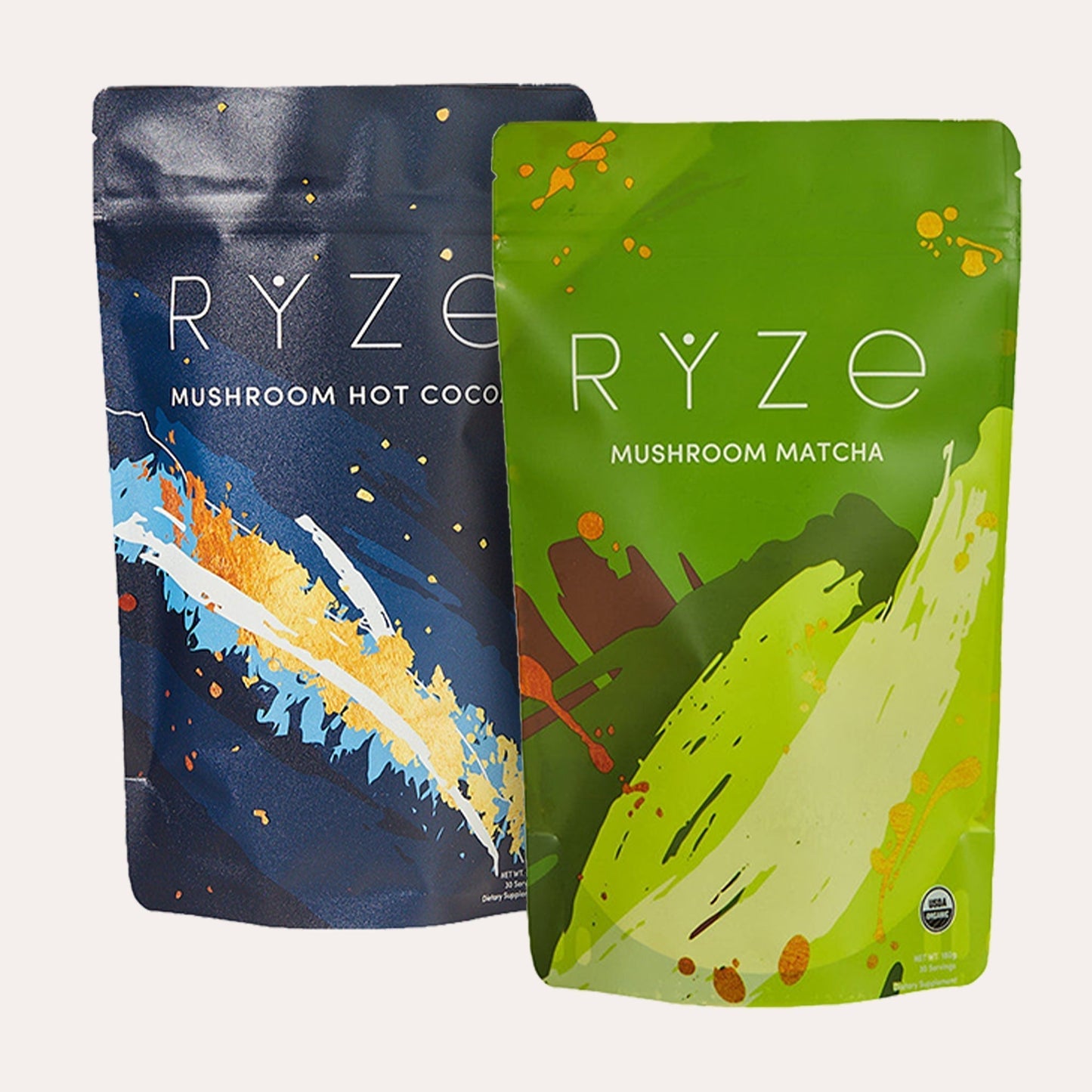 RYZE Mushroom Matcha - with 6 Organic Adaptogenic Mushrooms Grown In USA and Ceremonial-Grade Japanese Matcha - YGQ9