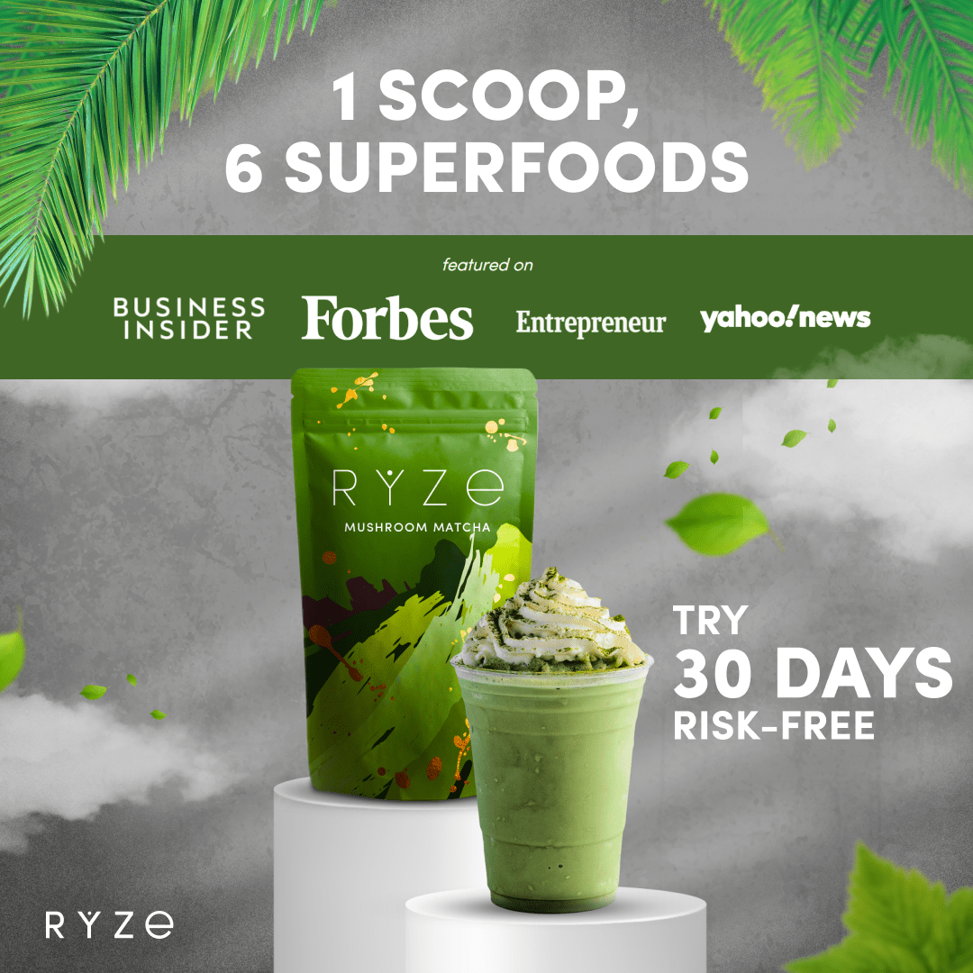 RYZE Organic Mushroom Matcha Starter Kit (60 servings) - MIJR
