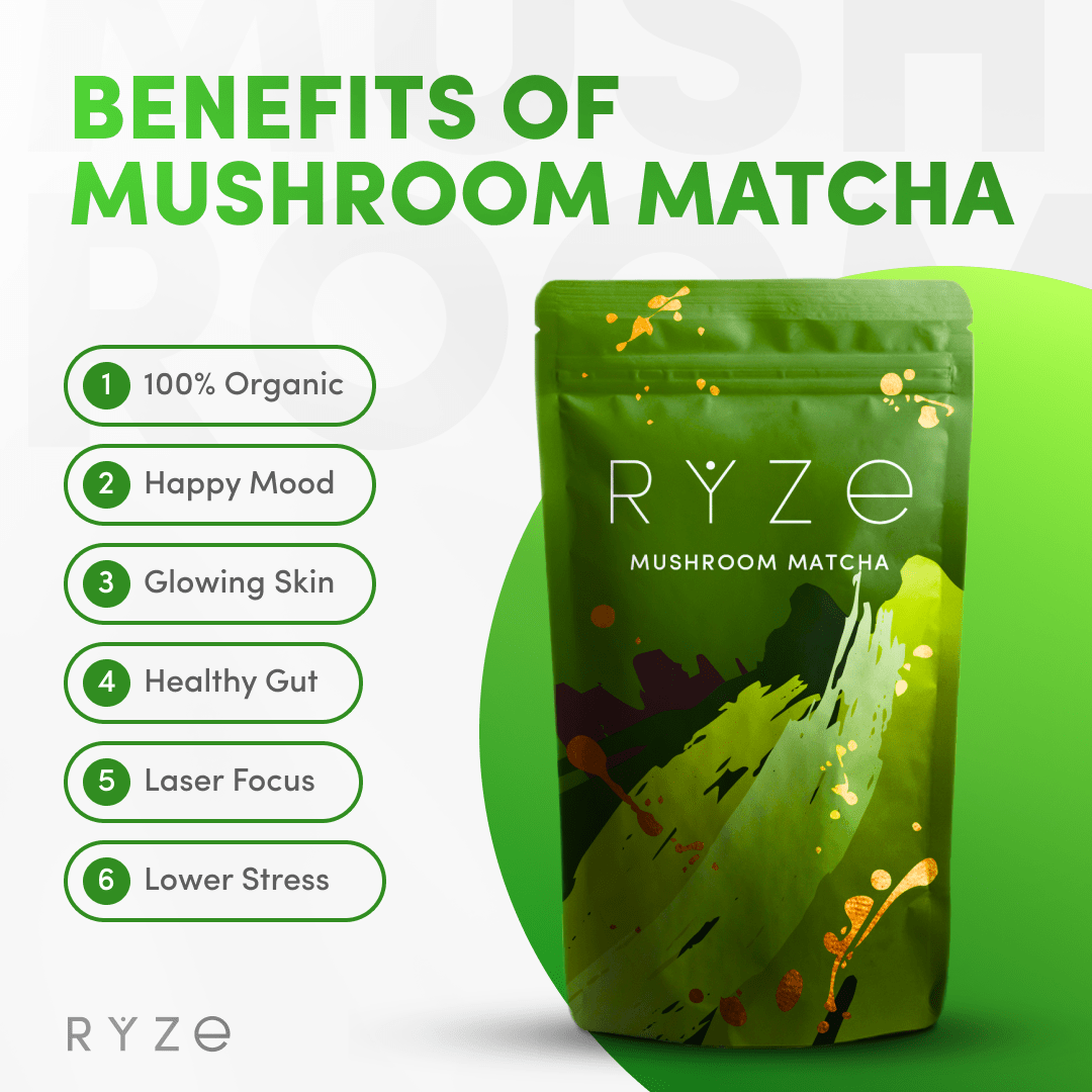 RYZE Organic Mushroom Matcha Starter Kit (60 servings) - MIJR